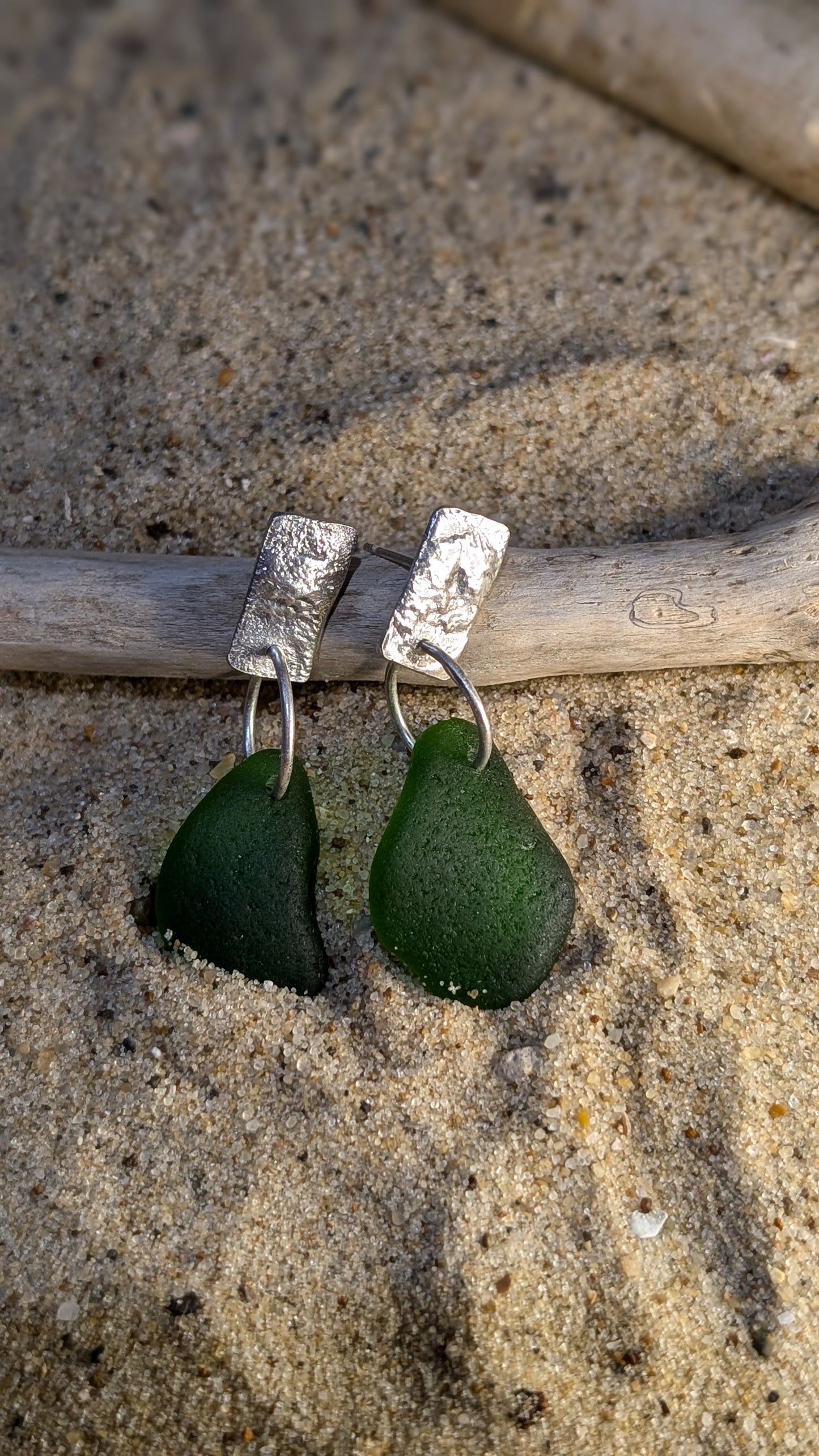 Sea glass dangle earrings