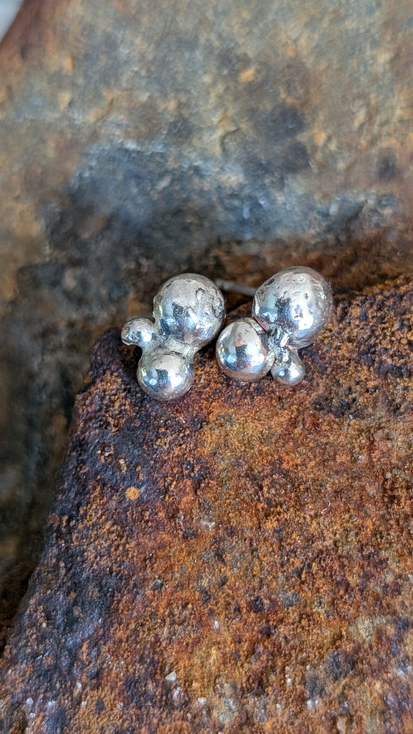 Granulated silver ball earrings