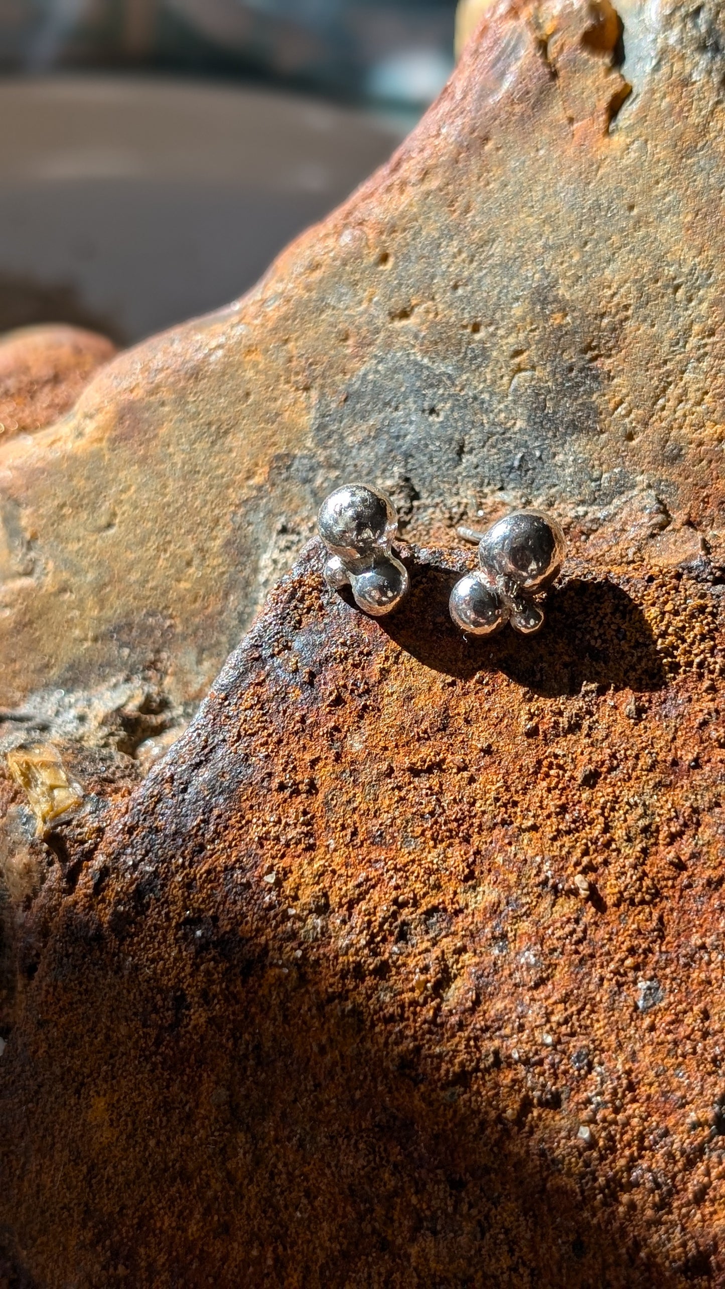 Granulated silver ball earrings