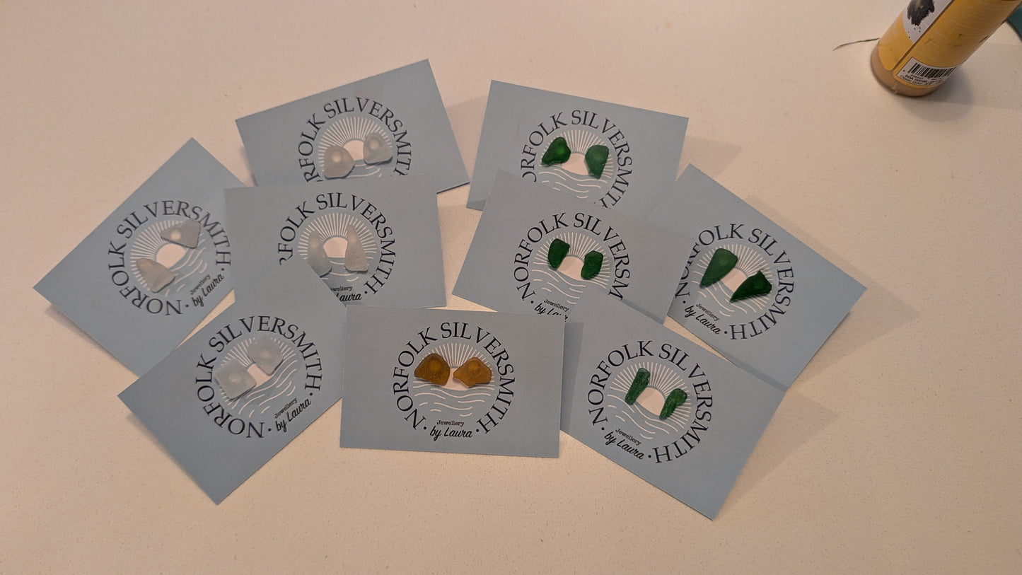 Irregular pairs - sea glass stud earrings