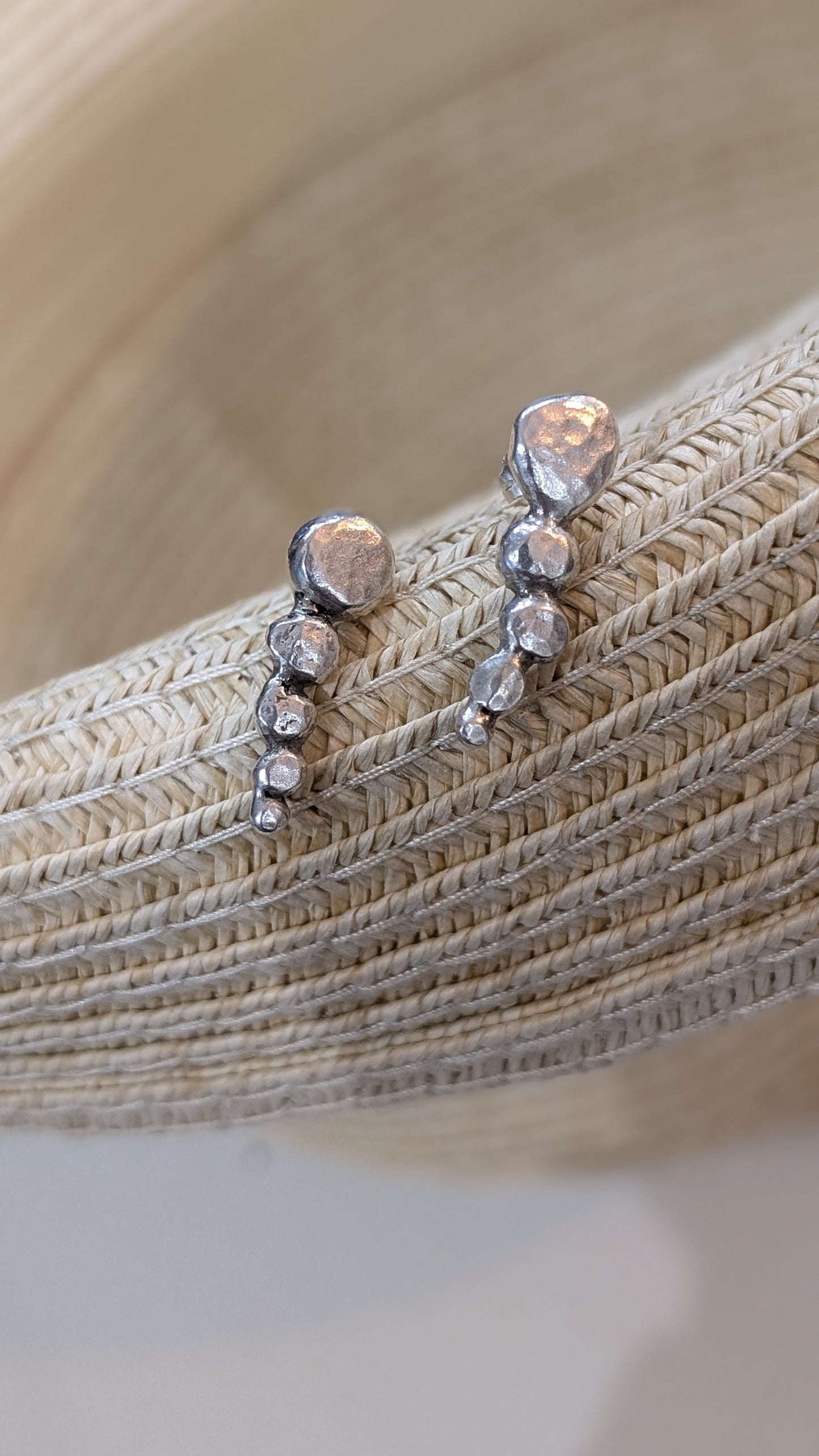 Granulated silver ball drop earrings