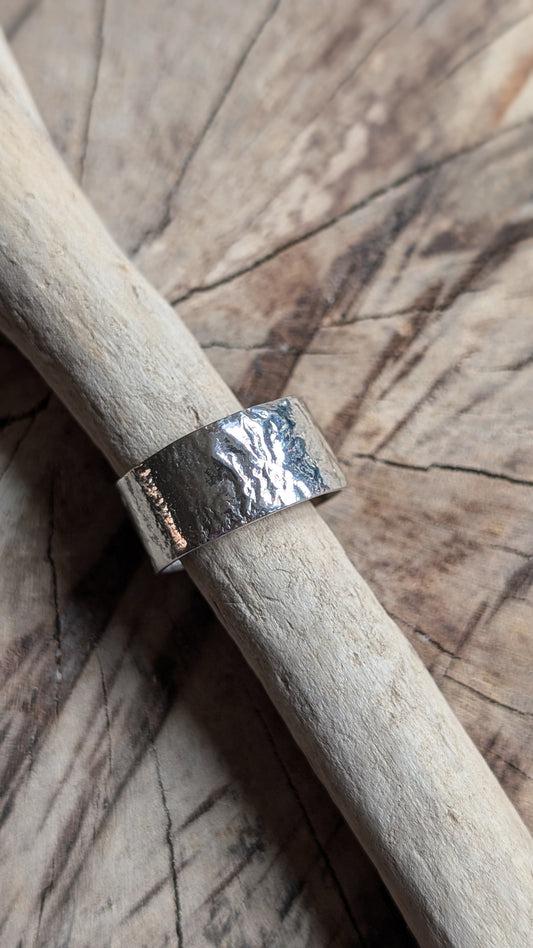 Thick Reticulated Silver Band (10mm)